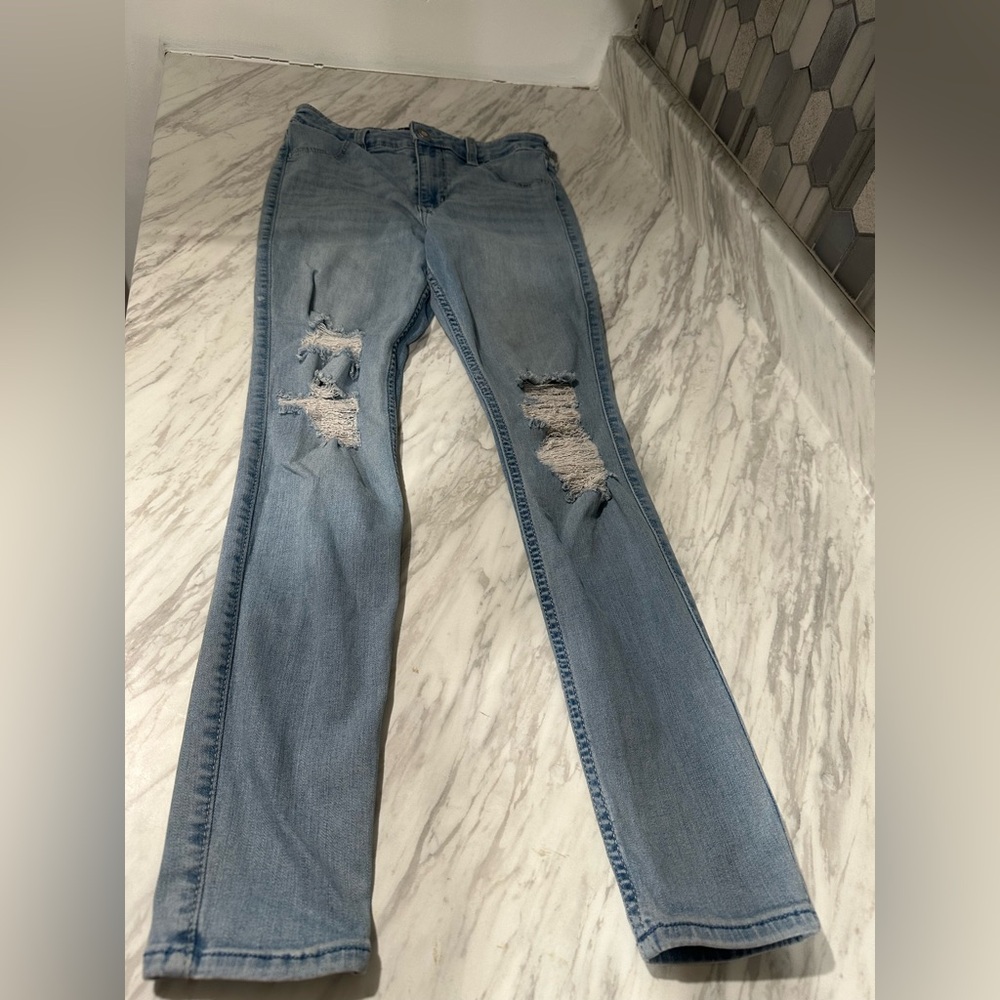 Hollister Light Blue Ripped Skinny Jeans